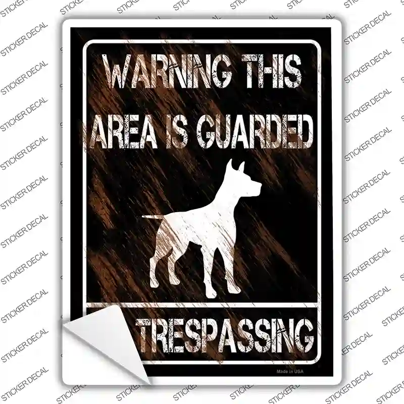 Warning Area Guarded By Dog Novelty Rectangle Sticker Decal