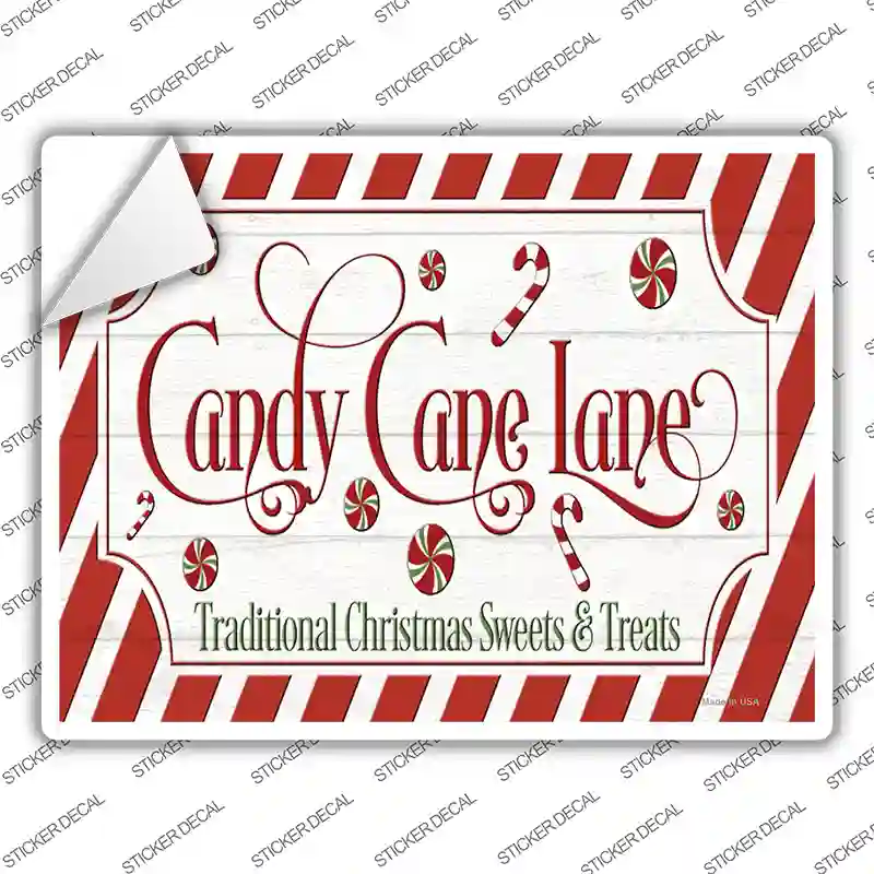 Candy Cane Lane Novelty Rectangle Sticker Decal