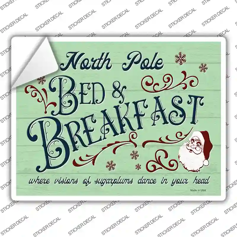 North Pole Bed and Breakfast Novelty Rectangle Sticker Decal