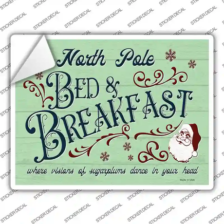 North Pole Bed and Breakfast Novelty Rectangle Sticker Decal