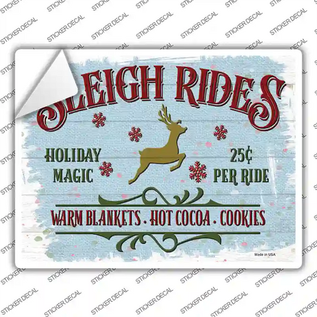 Sleigh Rides Blue Novelty Rectangle Sticker Decal