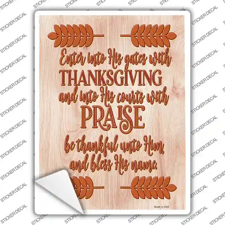 Thanksgiving Praise Novelty Rectangle Sticker Decal