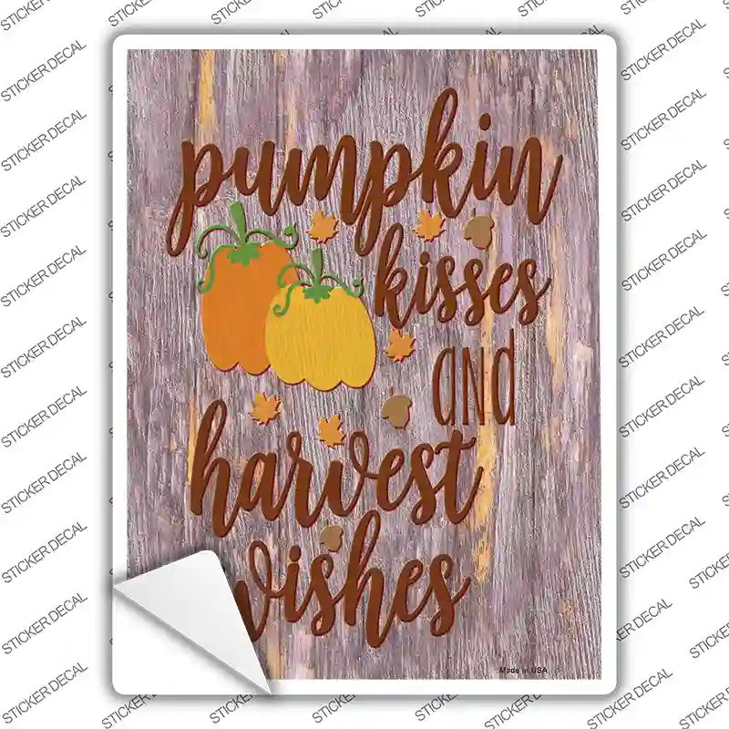 Pumpkin Kisses Harvest Wishes Novelty Rectangle Sticker Decal