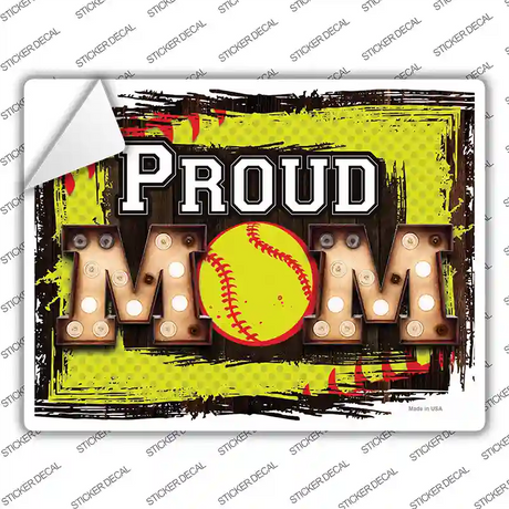 Proud Softball Mom Novelty Rectangle Sticker Decal