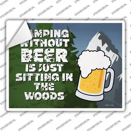 Camping Without Beer Novelty Rectangle Sticker Decal