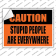 Caution Stupid People Novelty Rectangle Sticker Decal