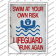 Swim At Your Own Risk Novelty Rectangle Sticker Decal