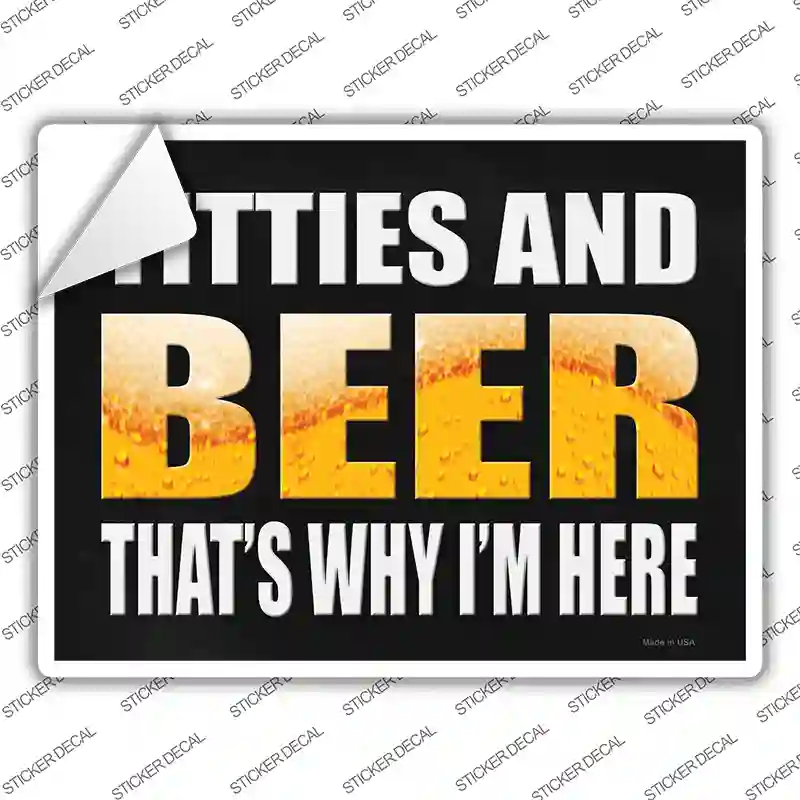 Titties and Beer Novelty Rectangle Sticker Decal