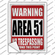Warning Area 51 Novelty Rectangle Sticker Decal
