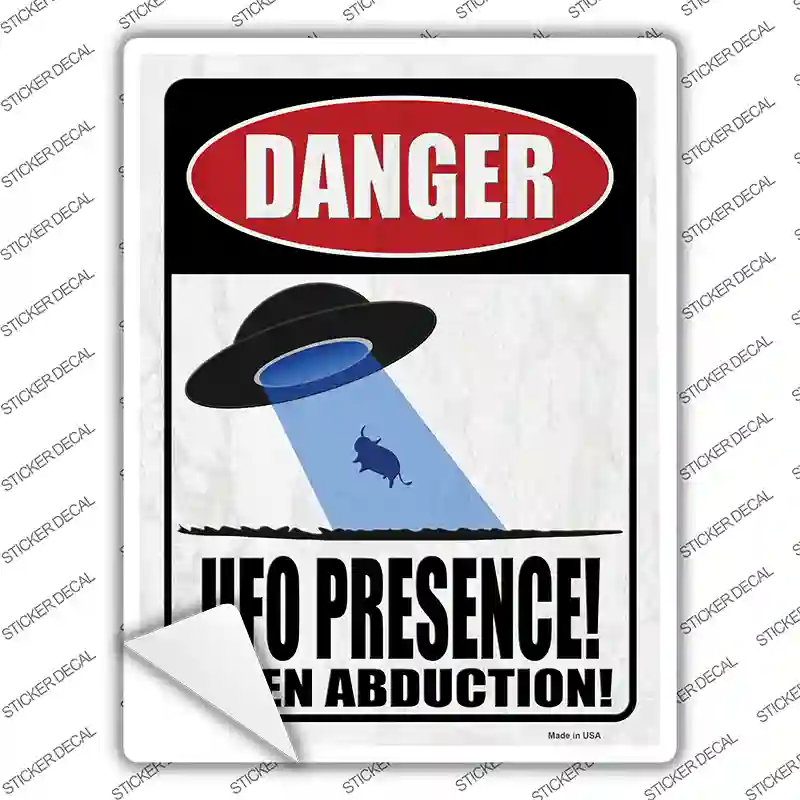 UFO Presence Cow Novelty Rectangle Sticker Decal