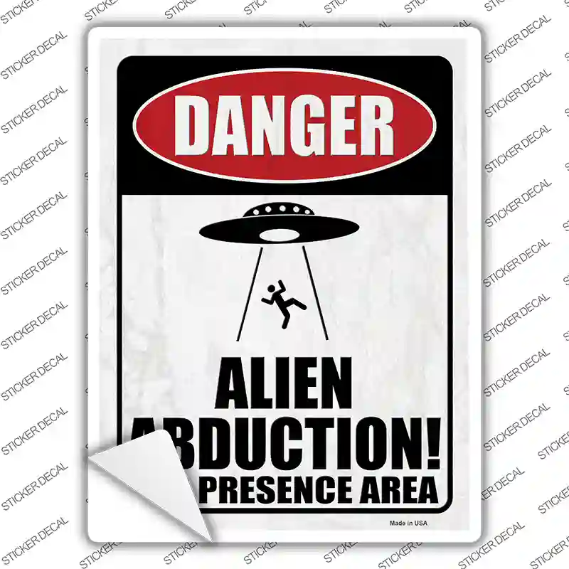 Alien Abduction Person Novelty Rectangle Sticker Decal
