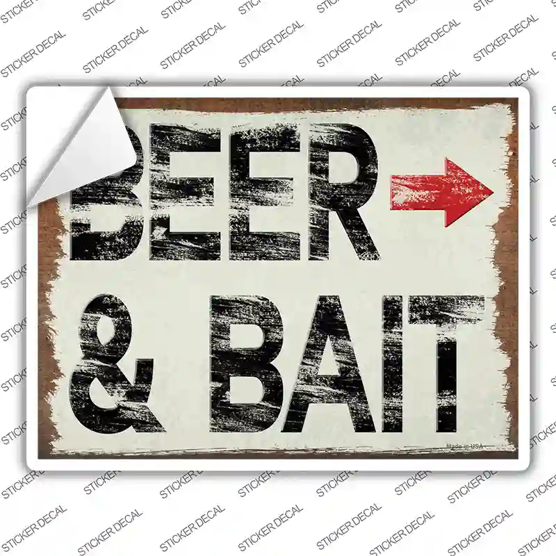 Beer and Bait Right Novelty Rectangular Sticker Decal