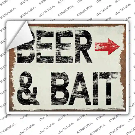 Beer and Bait Right Novelty Rectangular Sticker Decal