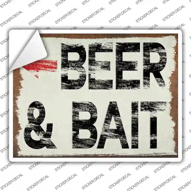 Beer and Bait Left Novelty Rectangular Sticker Decal