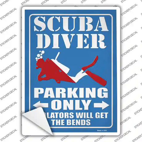 Scuba Diver Parking Only Novelty Rectangular Sticker Decal