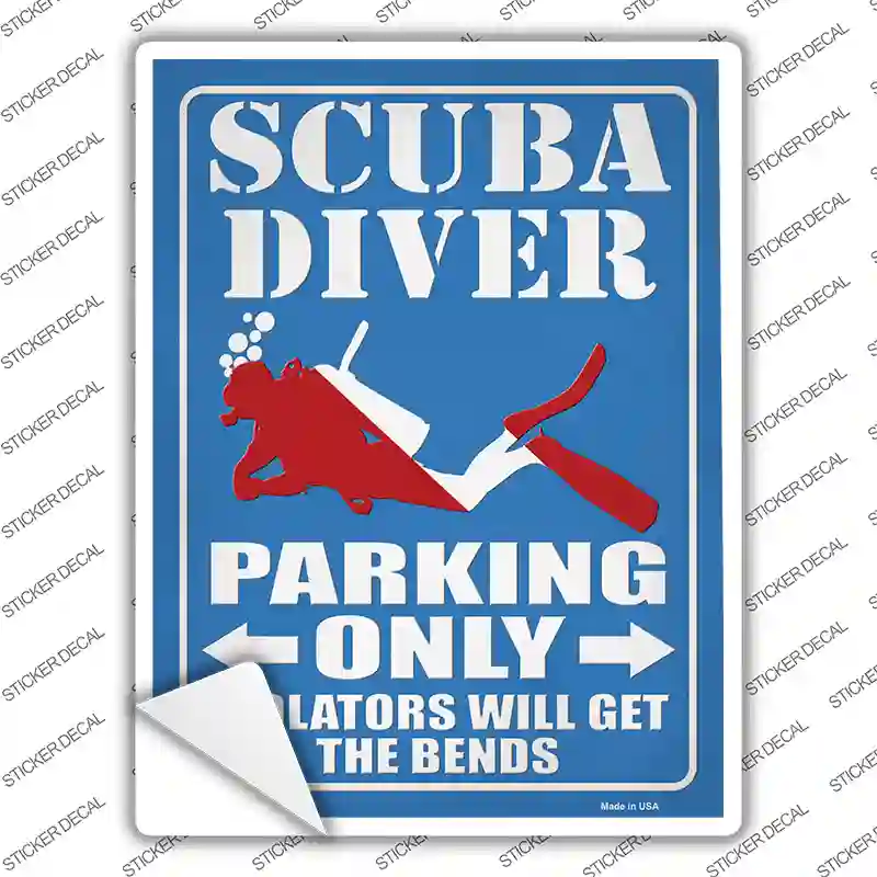 Scuba Diver Parking Only Novelty Rectangular Sticker Decal