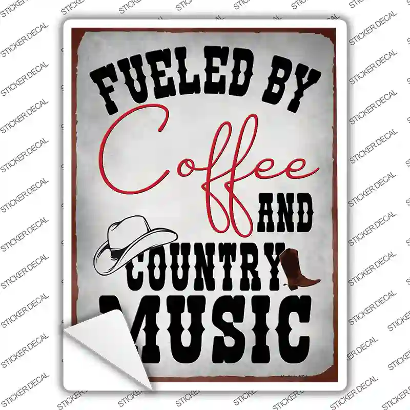 Coffee And Country Music Novelty Rectangle Sticker Decal