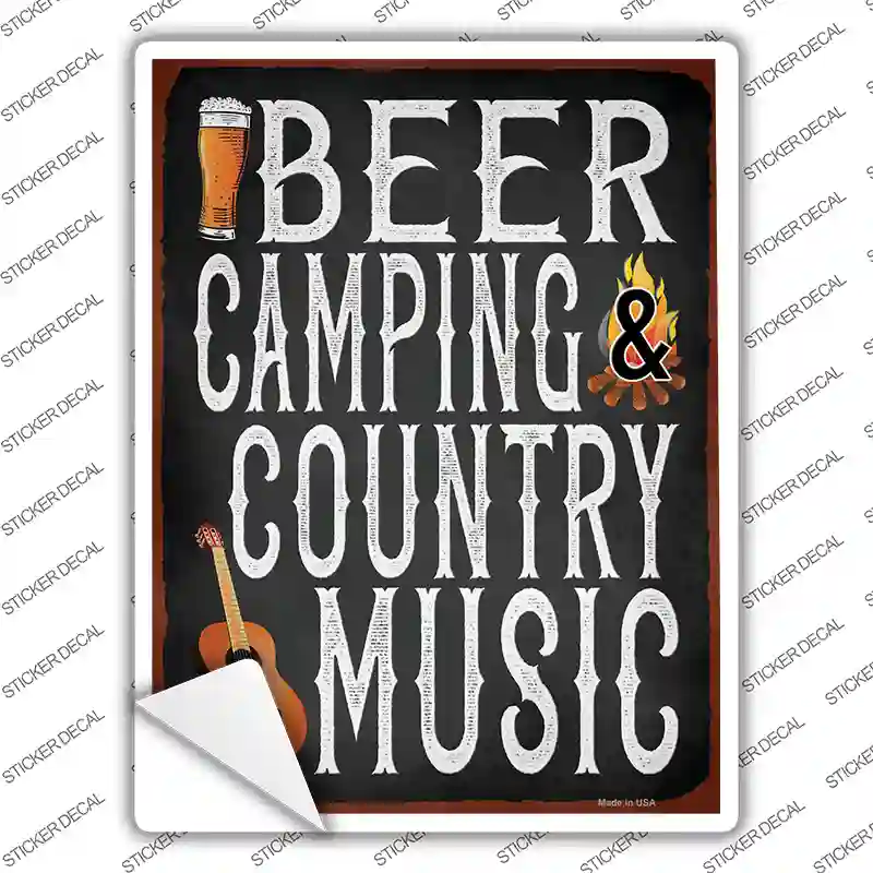 Beer Camping Country Music Novelty Rectangle Sticker Decal