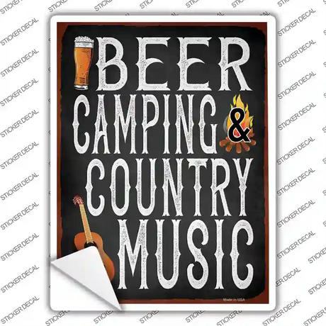 Beer Camping Country Music Novelty Rectangle Sticker Decal