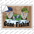 Gone Fishing Two Camo Gnomes Novelty Rectangle Sticker Decal