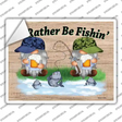 Id Rather Be Fishing Two Camo Gnomes Novelty Rectangle Sticker Decal