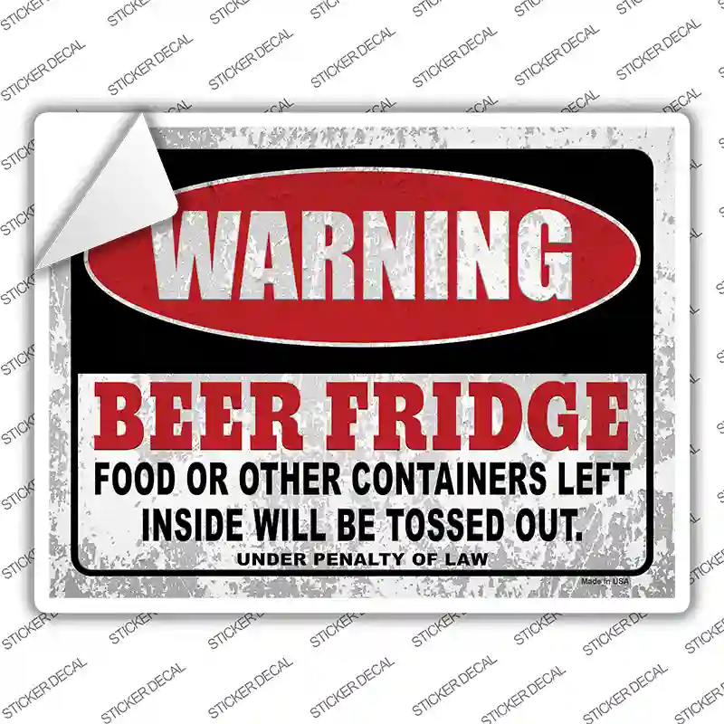 Warning Beer Fridge Novelty Rectangle Sticker Decal