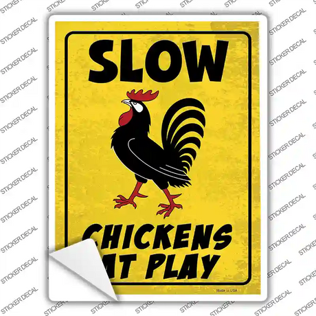 Chickens At Play Novelty Rectangle Sticker Decal