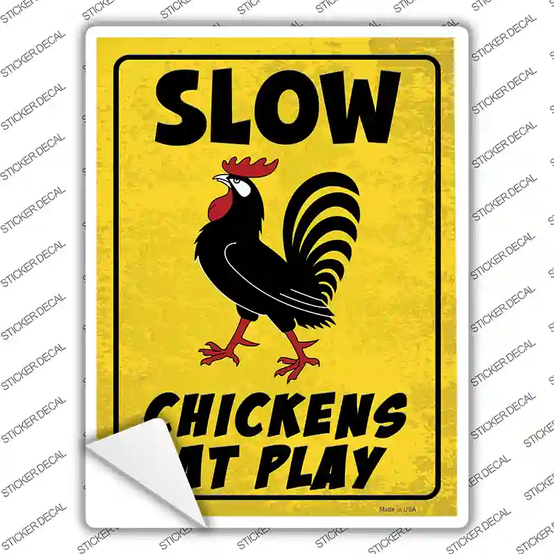 Chickens At Play Novelty Rectangle Sticker Decal