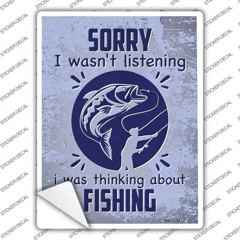 Thinking About Fishing Novelty Rectangle Sticker Decal
