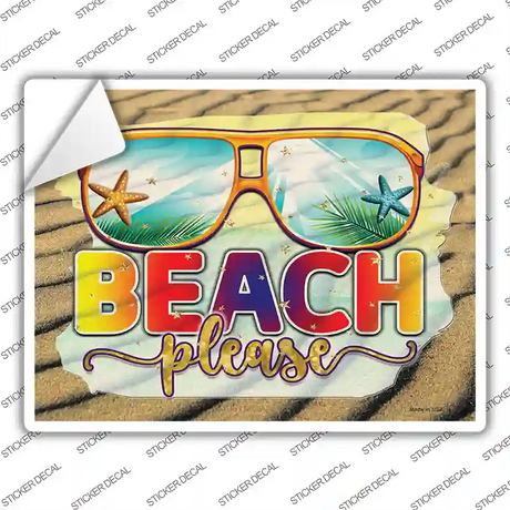 Beach Please Novelty Rectangle Sticker Decal