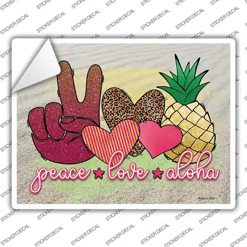 Peace Love Aloha Novelty Rectangle Sticker Decal