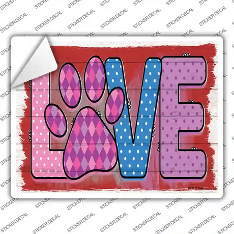 Love Paw Print Novelty Rectangle Sticker Decal