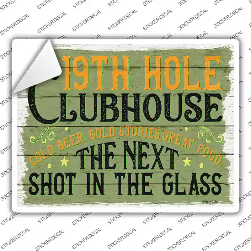 19th Hole Clubhouse Novelty Rectangle Sticker Decal