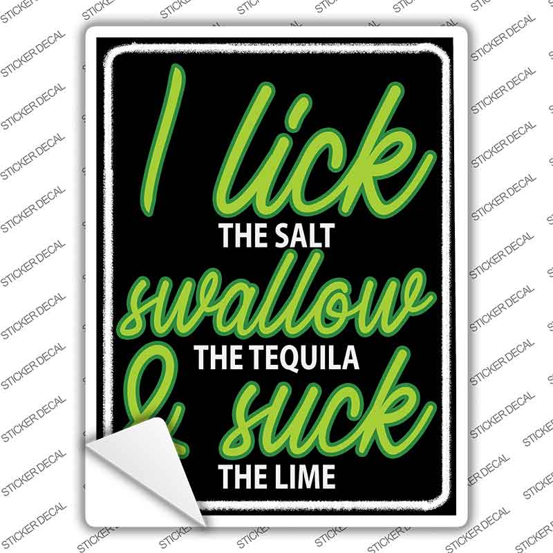 Lick Swallow and Suck Novelty Rectangle Sticker Decal P-4471s
