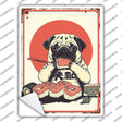 Pug Eating Sushi Novelty Rectangle Sticker Decal P-4479s