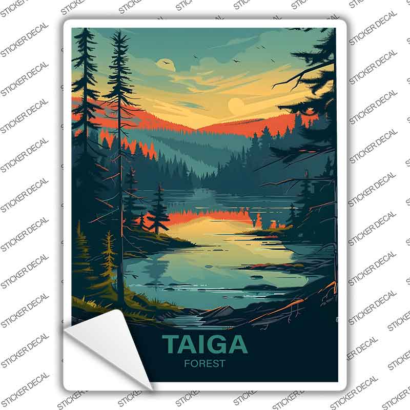 Taiga Forest Novelty Rectangle Sticker Decal P-4561s