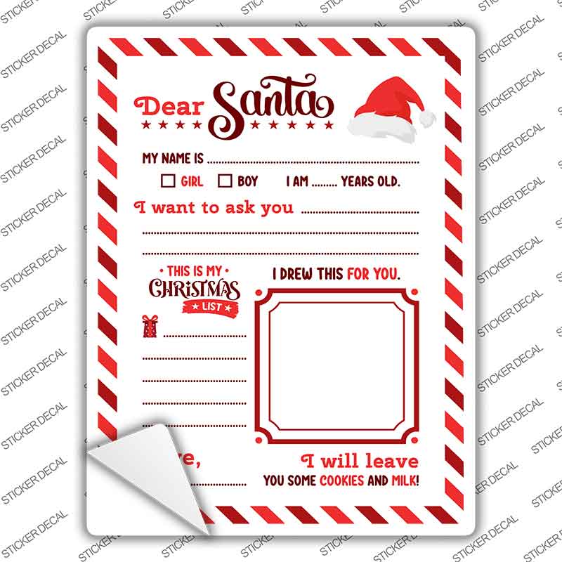Dear Santa Novelty Rectangle Sticker Decal P-4616s