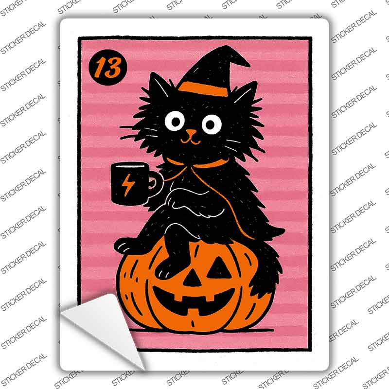 Black Cat on Pumpkin Novelty Rectangle Sticker Decal P-4644s