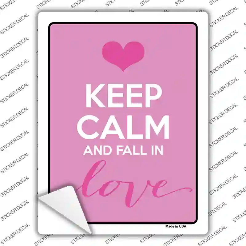 Keep Calm Fall In Love Novelty Rectangle Sticker Decal