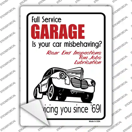 Full Service Garage Novelty Rectangle Sticker Decal