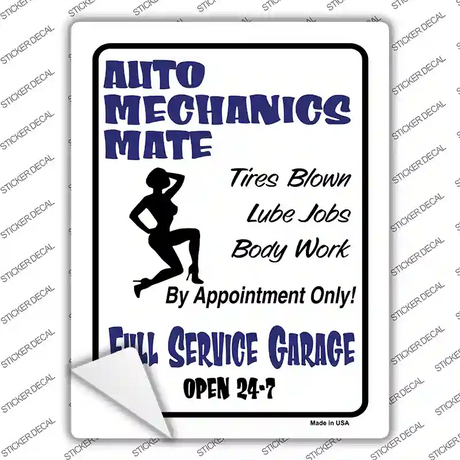 Auto Mechanics Mate Novelty Rectangle Sticker Decal