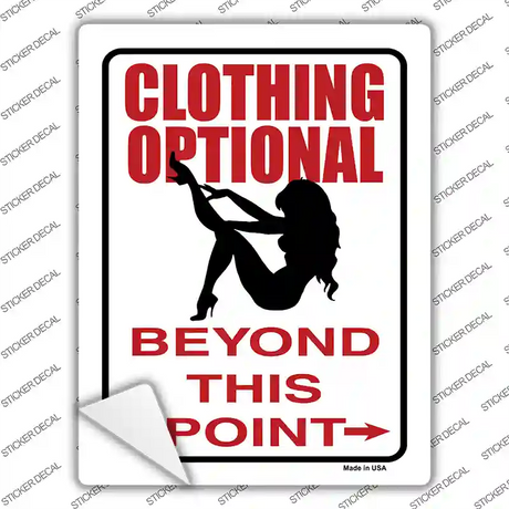 Clothing Optional Sexy Novelty Rectangle Sticker Decal