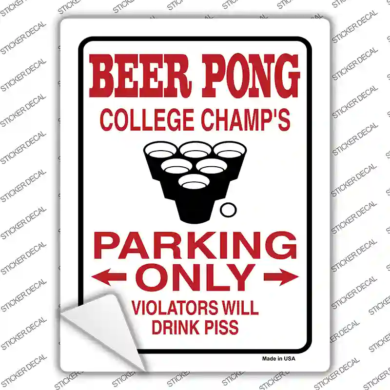 Beer Pong College Champs Novelty Rectangle Sticker Decal