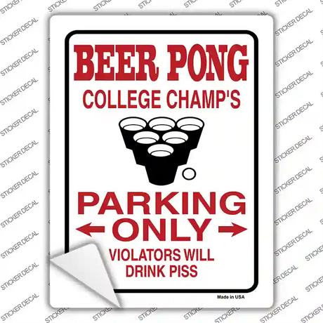 Beer Pong College Champs Novelty Rectangle Sticker Decal
