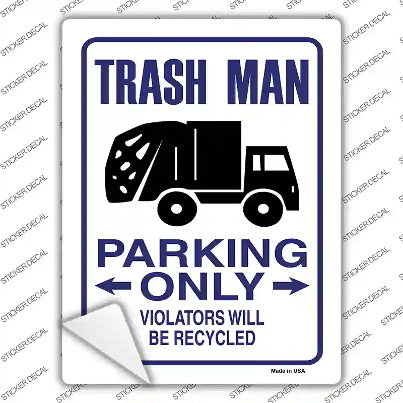 Trash Man Parking Novelty Rectangle Sticker Decal