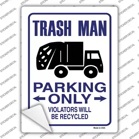 Trash Man Parking Novelty Rectangle Sticker Decal