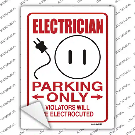 Electrician Parking Electrocuted Novelty Rectangular Sticker Decal