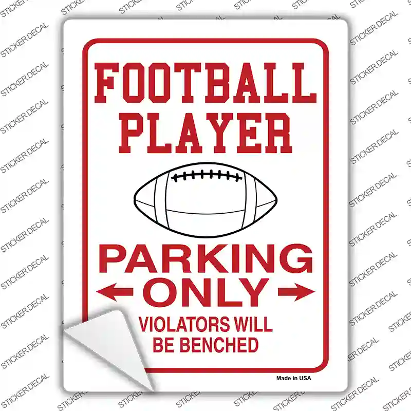 Football Player Parking Benched Novelty Rectangular Sticker Decal