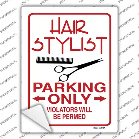 Hair Stylist Parking Permed Novelty Rectangular Sticker Decal
