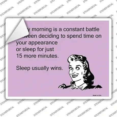 Sleep Usually Wins Novelty Rectangle Sticker Decal